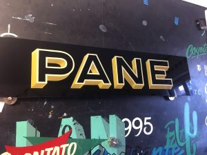 Insegna Alimentari Pane dipinta a mano su vetro - Bergamo Insegna Alimentari Pane dipinta a mano su vetro - Bergamo