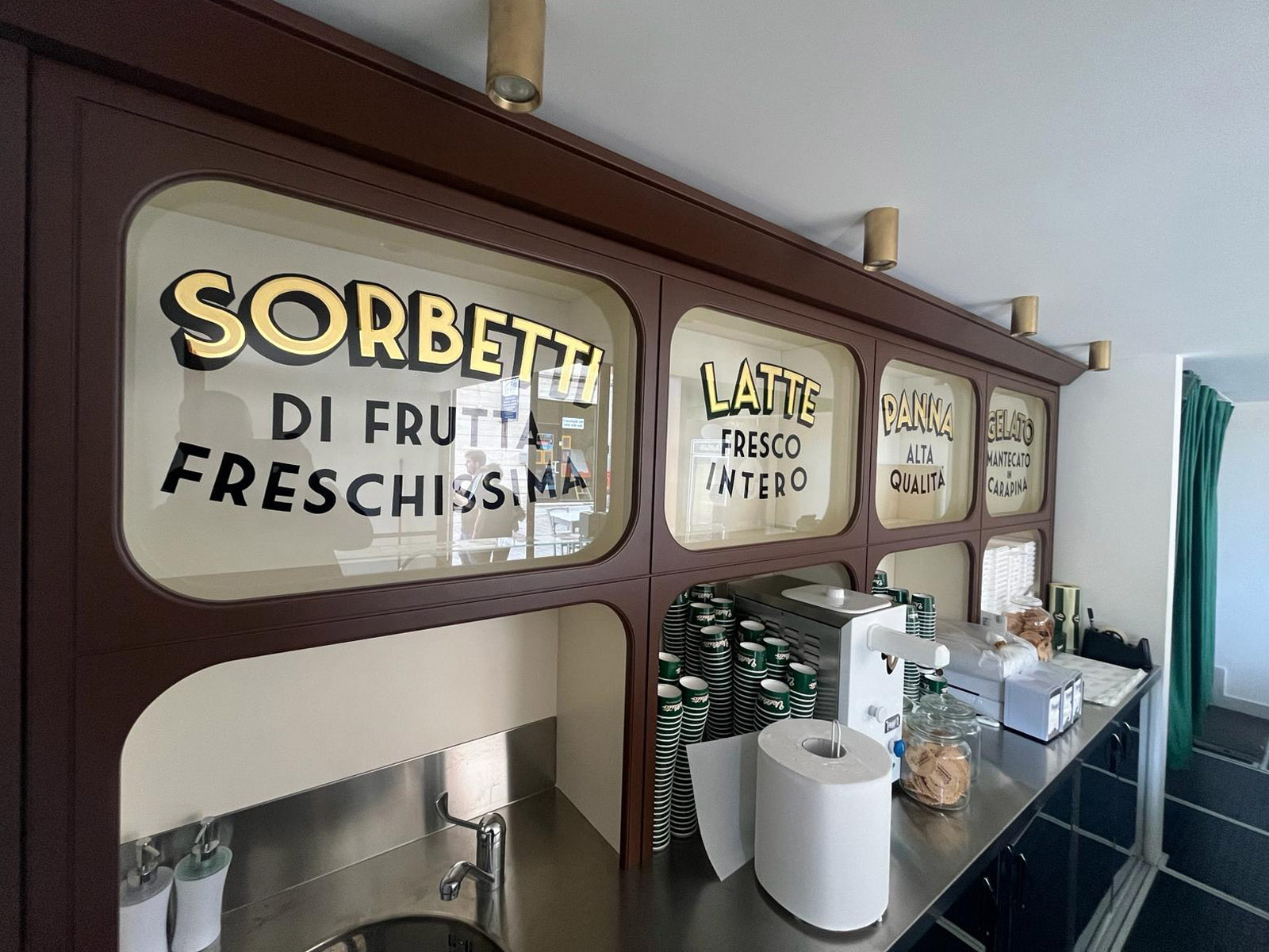 Vetri dipinti a mano con foglia oro per mobile bancone - Stile Vintage