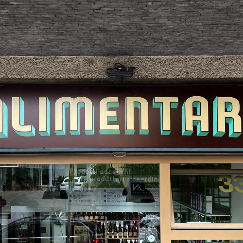 Insegna salumeria alimentari dipinta a mano stile antico - Milano