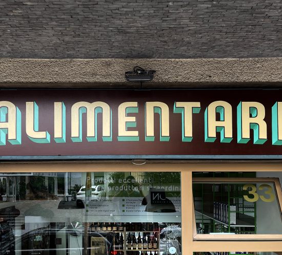 Insegna salumeria alimentari dipinta a mano stile antico - Milano
