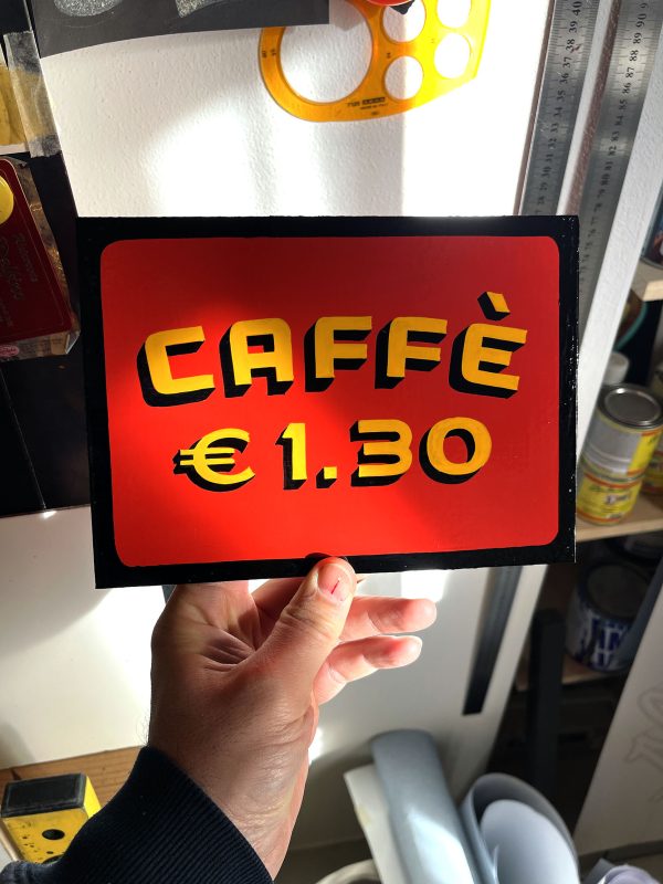 Insegna bar prezzo caffè dipinta a mano Insegna bar prezzo caffè dipinta a mano
