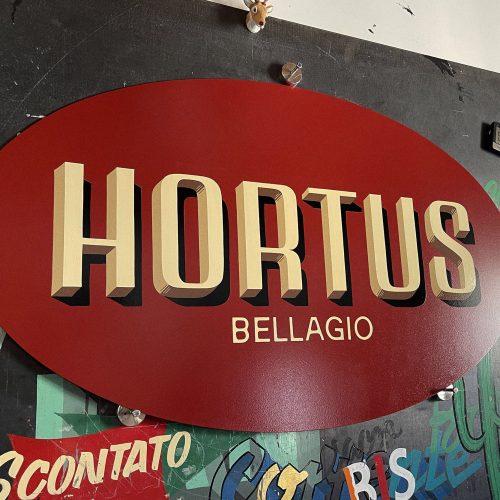 Hortus Bellagio insegna dipinta a mano ovale per hotel - Lago di Como