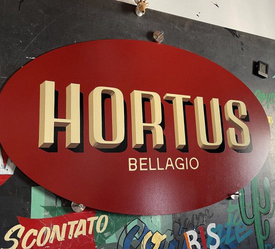 Hortus Bellagio insegna dipinta a mano ovale per hotel - Lago di Como